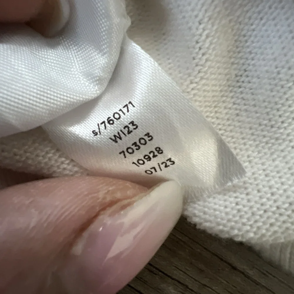 LOFT Long Puff Sleeve V-Neck Soft Knit Blouse Top Womens M Off White